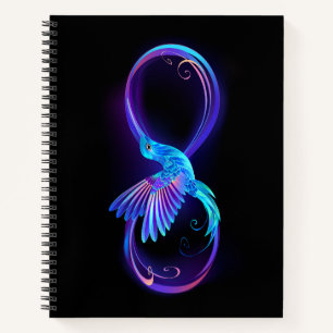 Neon Infinity Symbool met gloeiende Hummingbird Notitieboek