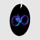 Neon Infinity Symbool met gloeiende Hummingbird Ornament (voorkant)