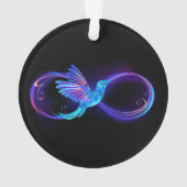 Neon Infinity Symbool met gloeiende Hummingbird Ornament (achterkant)