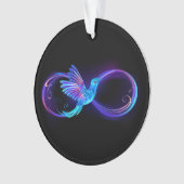 Neon Infinity Symbool met gloeiende Hummingbird Ornament (voorkant)