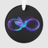 Neon Infinity Symbool met gloeiende Hummingbird Ornament (voorkant)