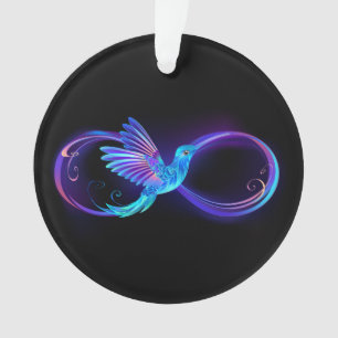 Neon Infinity Symbool met gloeiende Hummingbird Ornament