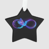 Neon Infinity Symbool met gloeiende Hummingbird Ornament (achterkant)