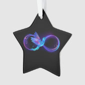 Neon Infinity Symbool met gloeiende Hummingbird Ornament (voorkant)