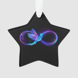 Neon Infinity Symbool met gloeiende Hummingbird Ornament