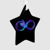 Neon Infinity Symbool met gloeiende Hummingbird Ornament (voorkant)