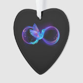 Neon Infinity Symbool met gloeiende Hummingbird Ornament (voorkant)