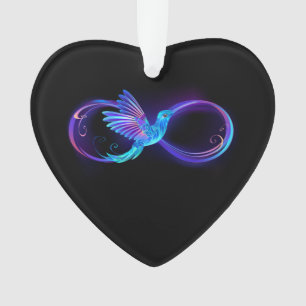 Neon Infinity Symbool met gloeiende Hummingbird Ornament