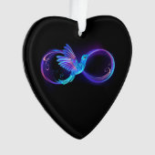 Neon Infinity Symbool met gloeiende Hummingbird Ornament (voorkant)