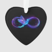 Neon Infinity Symbool met gloeiende Hummingbird Ornament (achterkant)