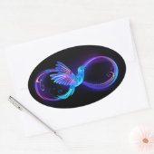 Neon Infinity Symbool met gloeiende Hummingbird Ovale Sticker (Envelop)