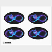 Neon Infinity Symbool met gloeiende Hummingbird Ovale Sticker (Vel)