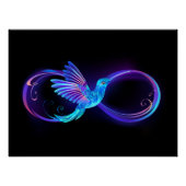 Neon Infinity Symbool met gloeiende Hummingbird Perfect Poster (Voorkant)