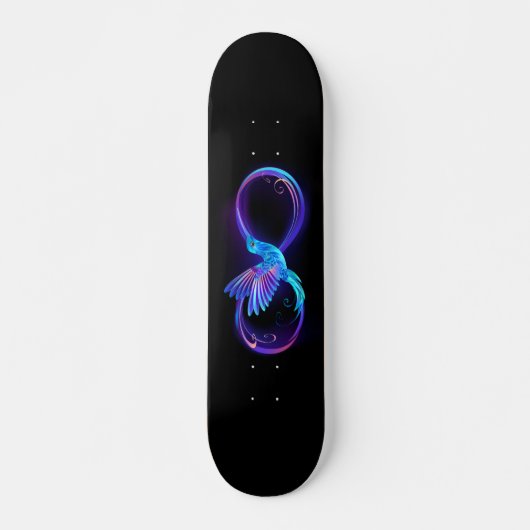 Neon Infinity Symbool met gloeiende Hummingbird Persoonlijk Skateboard (Voorkant)