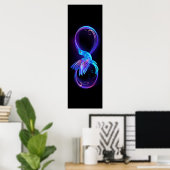 Neon Infinity Symbool met gloeiende Hummingbird Poster (Thuiskantoor)