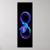 Neon Infinity Symbool met gloeiende Hummingbird Poster (Voorkant)