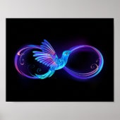 Neon Infinity Symbool met gloeiende Hummingbird Poster (Voorkant)