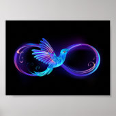 Neon Infinity Symbool met gloeiende Hummingbird Poster (Voorkant)