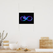 Neon Infinity Symbool met gloeiende Hummingbird Poster (Keuken)