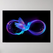 Neon Infinity Symbool met gloeiende Hummingbird Poster (Voorkant)