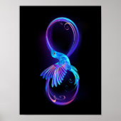 Neon Infinity Symbool met gloeiende Hummingbird Poster (Voorkant)