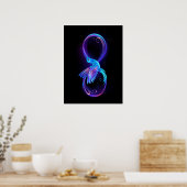 Neon Infinity Symbool met gloeiende Hummingbird Poster (Keuken)