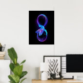 Neon Infinity Symbool met gloeiende Hummingbird Poster (Thuiskantoor)