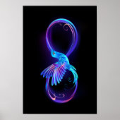 Neon Infinity Symbool met gloeiende Hummingbird Poster (Voorkant)