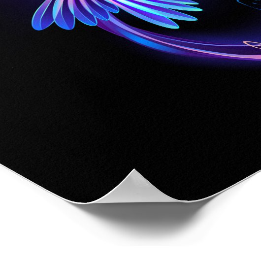 Neon Infinity Symbool met gloeiende Hummingbird Poster (Hoek)