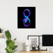Neon Infinity Symbool met gloeiende Hummingbird Poster (Thuiskantoor)