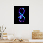 Neon Infinity Symbool met gloeiende Hummingbird Poster (Keuken)