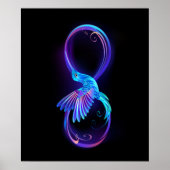 Neon Infinity Symbool met gloeiende Hummingbird Poster (Voorkant)