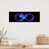 Neon Infinity Symbool met gloeiende Hummingbird Poster (Keuken)