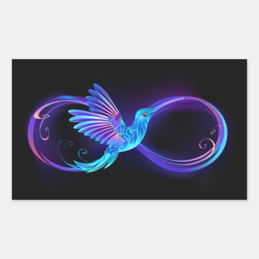 Neon Infinity Symbool met gloeiende Hummingbird Rechthoekige Sticker (Voorkant)