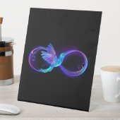 Neon Infinity Symbool met gloeiende Hummingbird Reclamebord Met Voetstuk (Insitu)