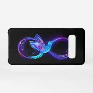 Neon Infinity Symbool met gloeiende Hummingbird Samsung Galaxy S10 Hoesje