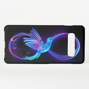 Neon Infinity Symbool met gloeiende Hummingbird Samsung Galaxy S10+ Hoesje