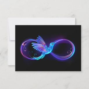 Neon Infinity Symbool met gloeiende Hummingbird Save The Date