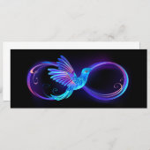 Neon Infinity Symbool met gloeiende Hummingbird Save The Date (Voorkant / Achterkant)