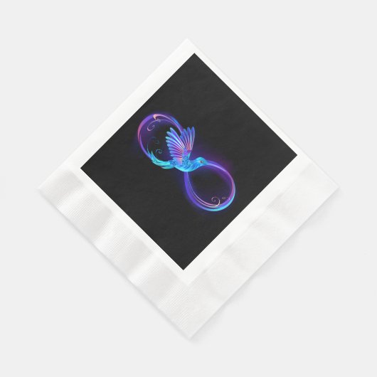 Neon Infinity Symbool met gloeiende Hummingbird Servet (Hoek)