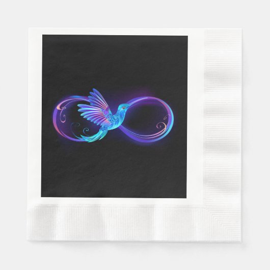 Neon Infinity Symbool met gloeiende Hummingbird Servet (Voorkant)
