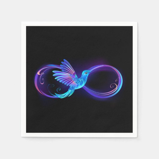 Neon Infinity Symbool met gloeiende Hummingbird Servet (Voorkant)