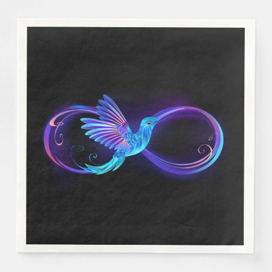 Neon Infinity Symbool met gloeiende Hummingbird Servet (Voorkant)