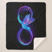 Neon Infinity Symbool met gloeiende Hummingbird Sherpa Deken (Voorkant)