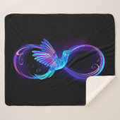 Neon Infinity Symbool met gloeiende Hummingbird Sherpa Deken (Voorkant (horizontaal))