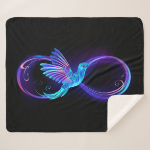 Neon Infinity Symbool met gloeiende Hummingbird Sherpa Deken