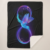Neon Infinity Symbool met gloeiende Hummingbird Sherpa Deken (Voorkant)