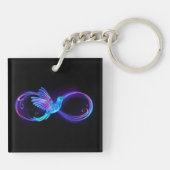 Neon Infinity Symbool met gloeiende Hummingbird Sleutelhanger (Achterkant)