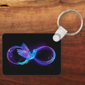 Neon Infinity Symbool met gloeiende Hummingbird Sleutelhanger (Voorkant)