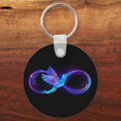 Neon Infinity Symbool met gloeiende Hummingbird Sleutelhanger (Voorkant)